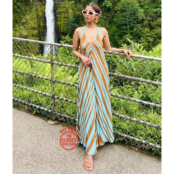 MANGO Striped Satin Crossover Maxi Dress NWT 🧡 - Picture 5 of 16